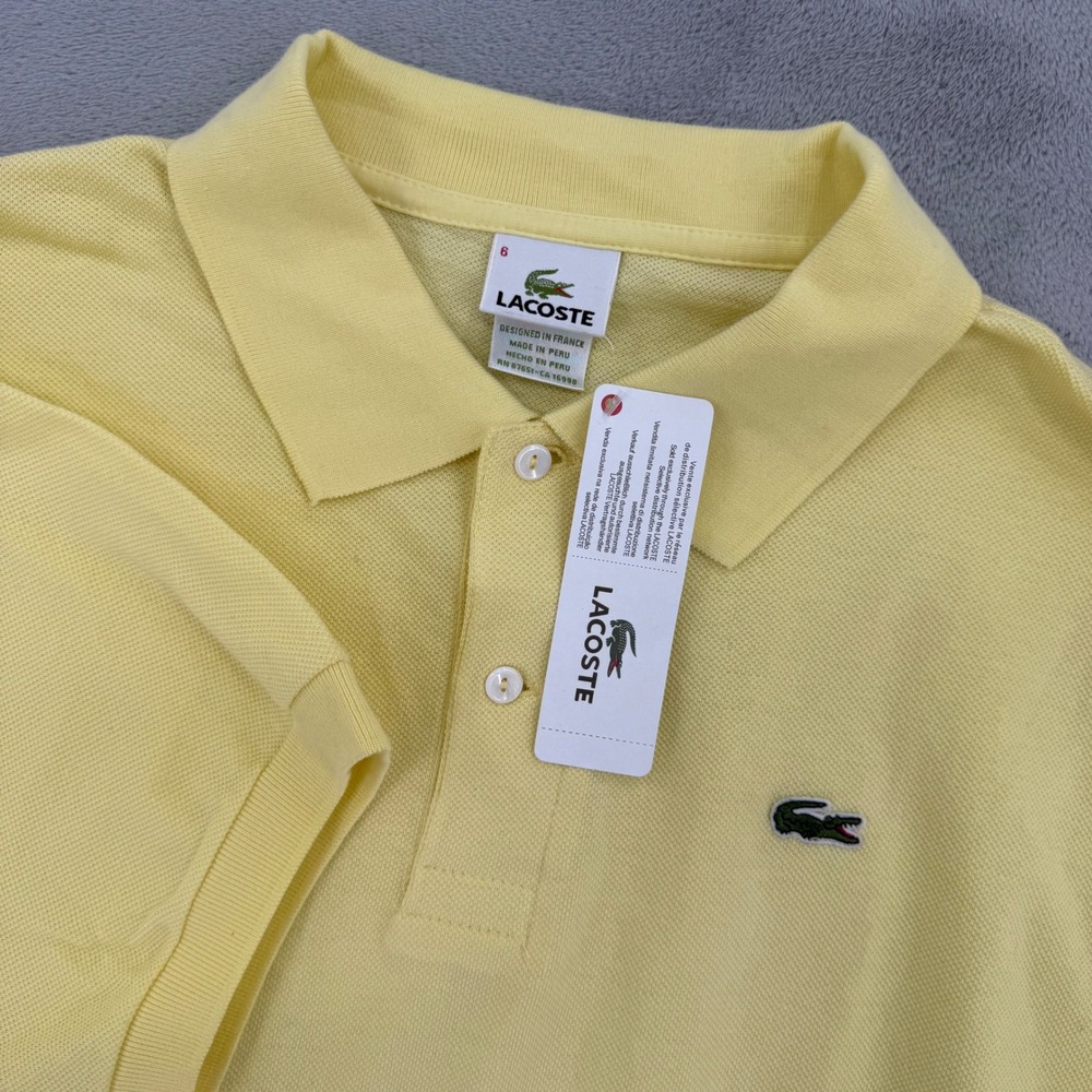 Lacoste Pique Polo Shirt Mens size 6 Large Short Sleeve Cotton Yellow Golf